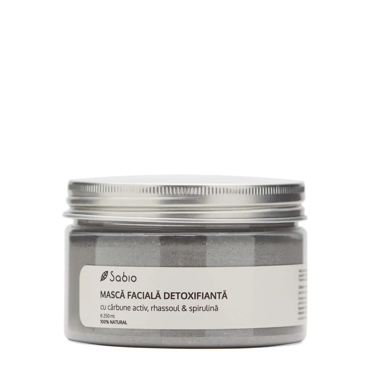 Masca faciala detoxifianta carbune activ rhassoul si spirulina, 250ml, Sabio