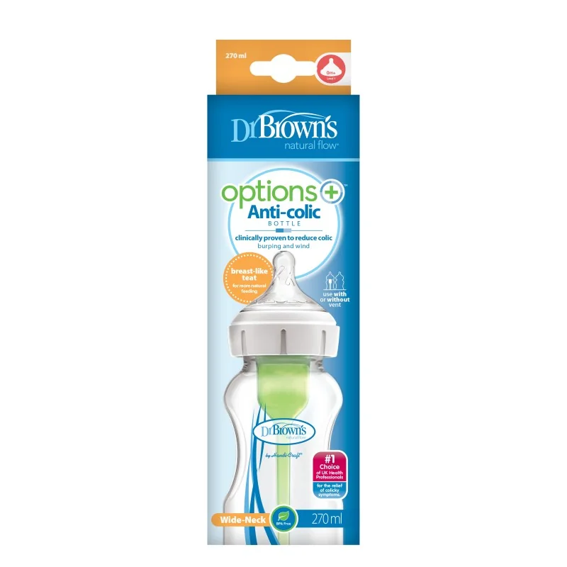 Biberon Anti-Colici Cu Gat Larg Options+, 270ml, Dr. Brown's