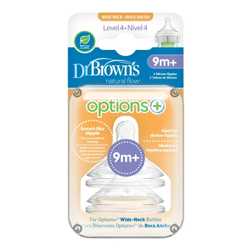 Tetine Gat Larg Options+ Nivel 4, 2 Bucati, Dr. Brown's