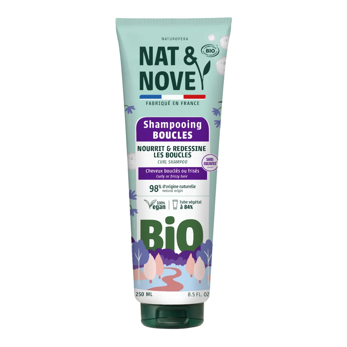 Sampon pentru par cret cu extract de nalba Bio, 250ml, Nat&Nove