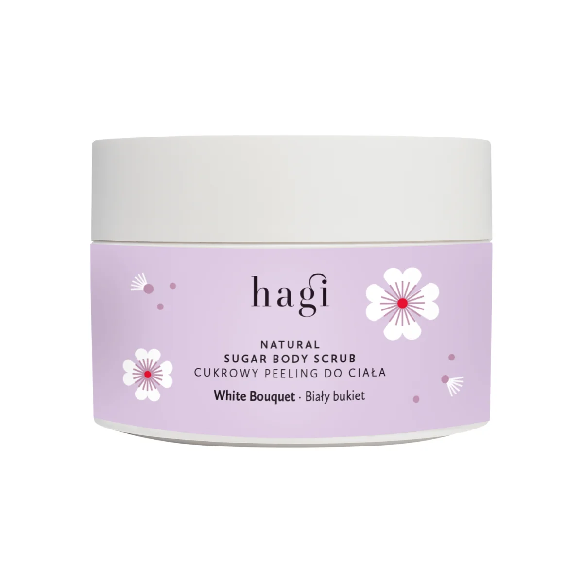 Scrub natural pentru corp cu zahar White Bouquet, 200g, Hagi