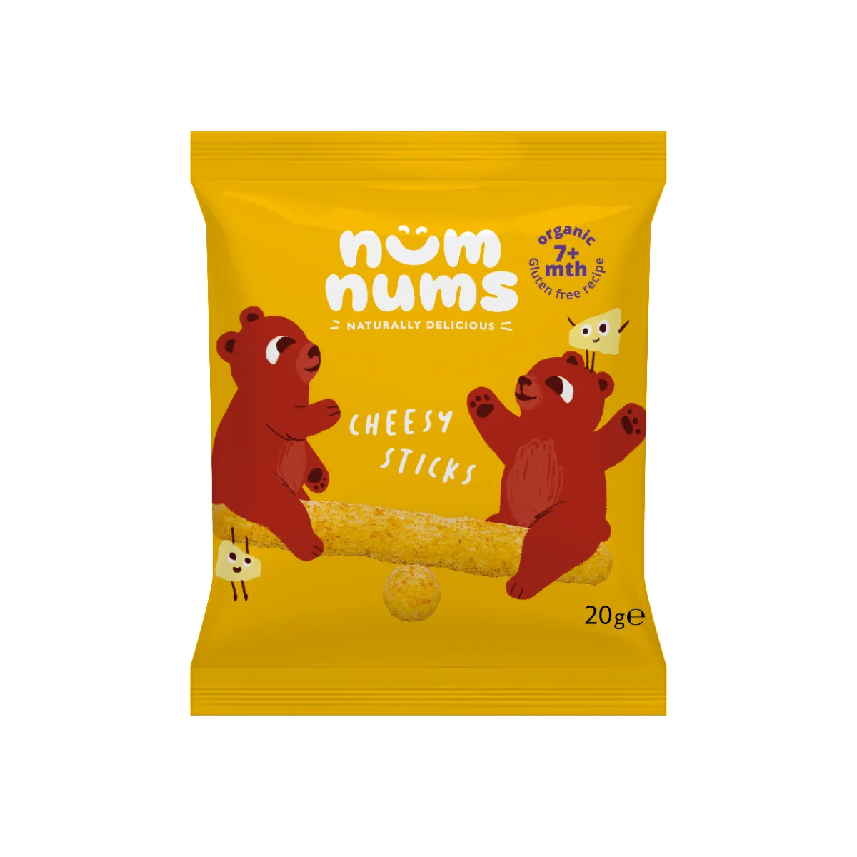 Sticksuri cu branza Bio, + 7 luni, 20g, Num Nums