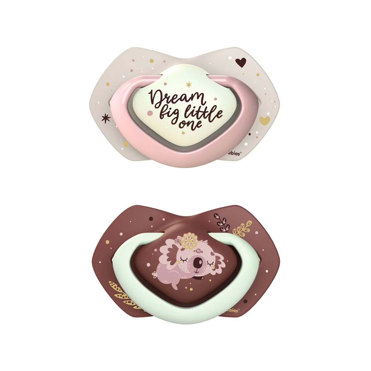 Suzeta simetrica fosforescenta din silicon 22/659 Pin Sleepy Koala 6-18 luni, 2 bucati, Canpol babies
