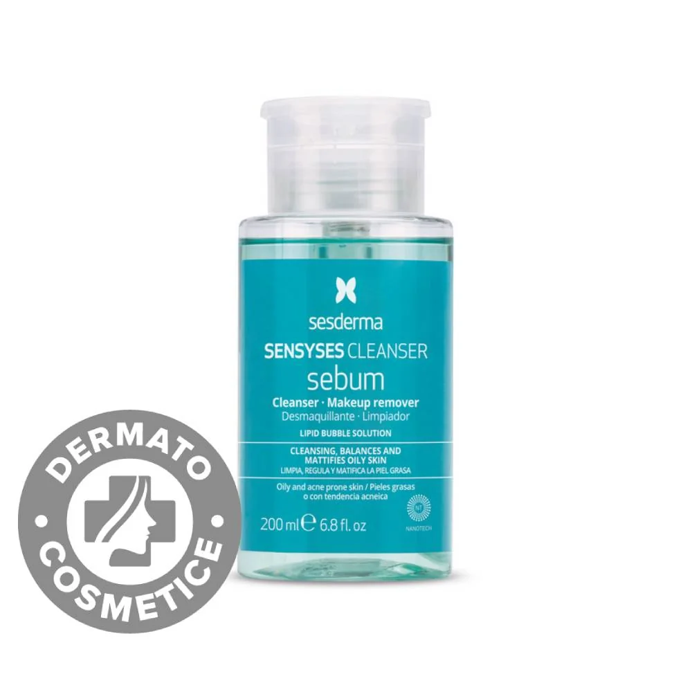 Lotiune demachianta pentru ten gras cu tendinta acneica Sensyses, 200ml, Sesderma