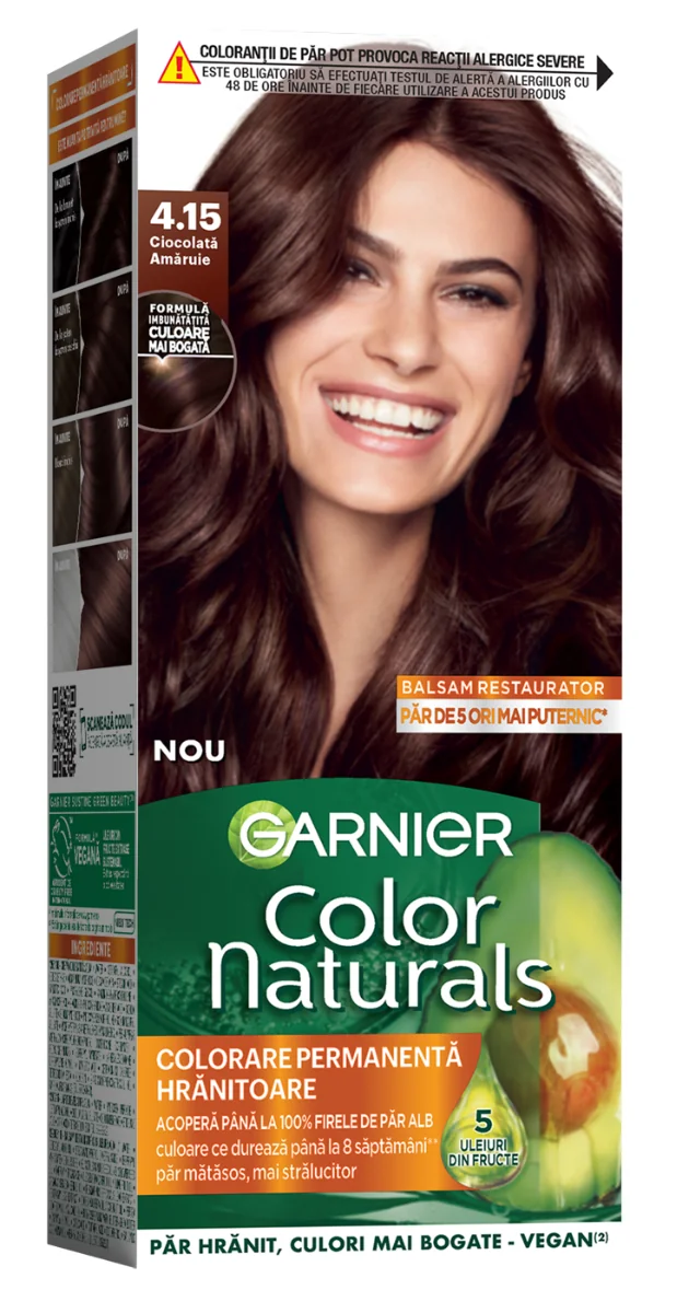 Vopsea de par permanenta Color Naturals 4.15 Ciocolata Amaruie, 112ml, Garnier