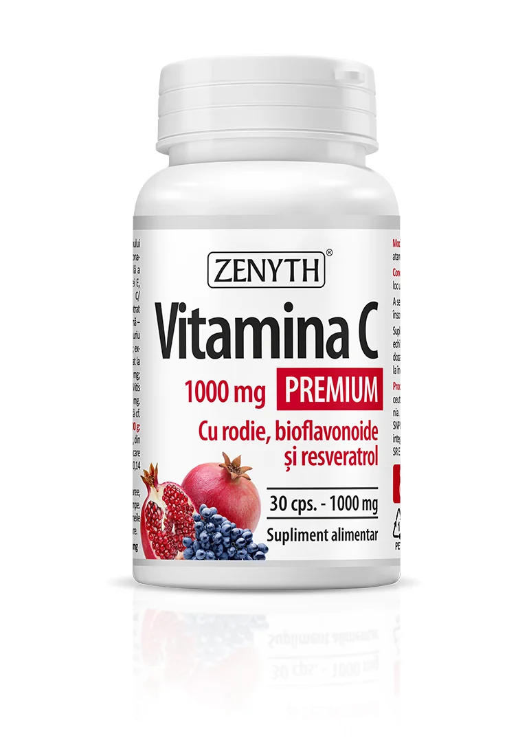 Vitamina C Premium Cu Rodie Bioflavonoide Si Resveratrol, 30 Capsule, Zenyth