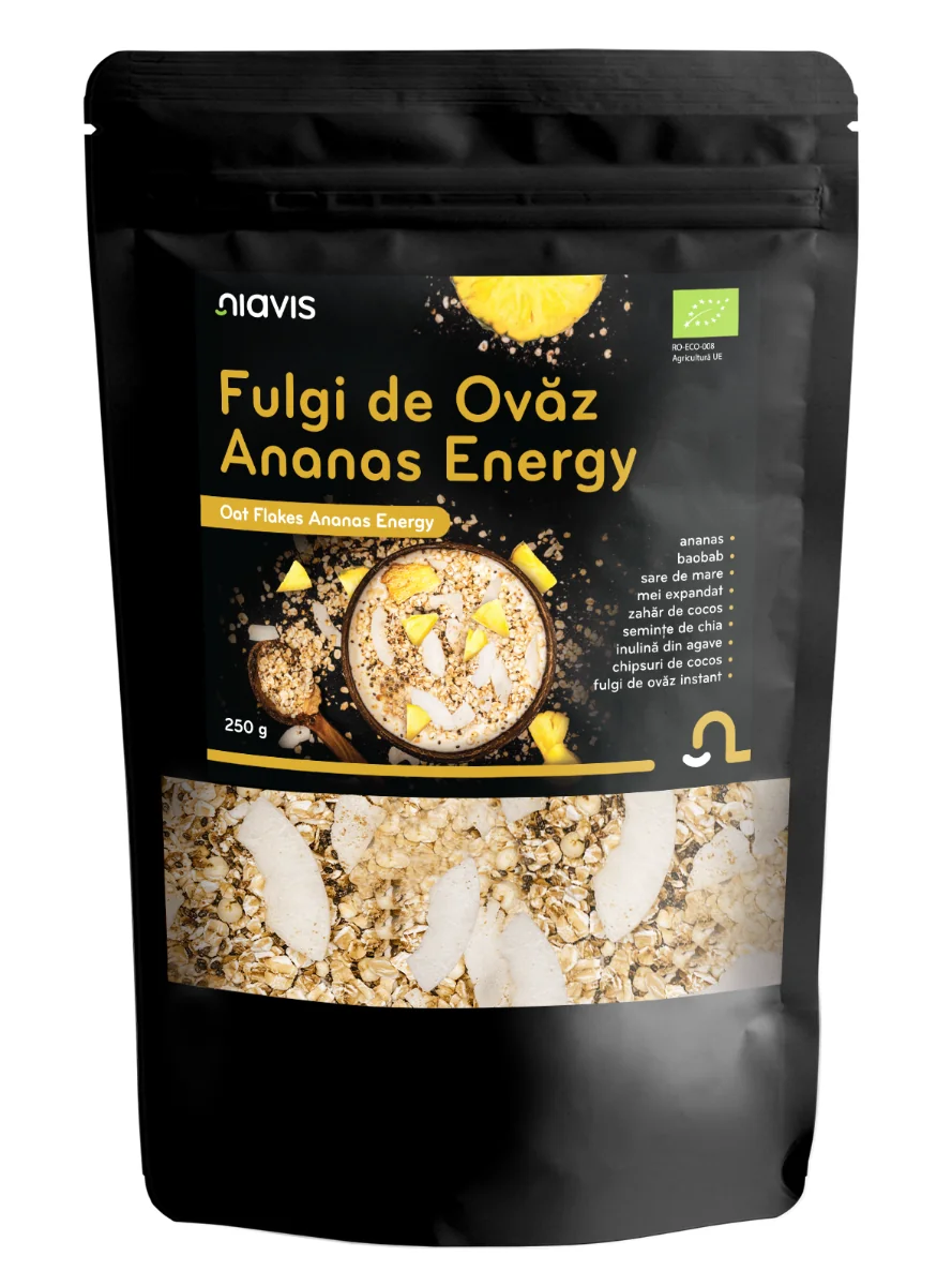 Fulgi de ovaz Ananas Energy Ecologici, 250g, Niavis