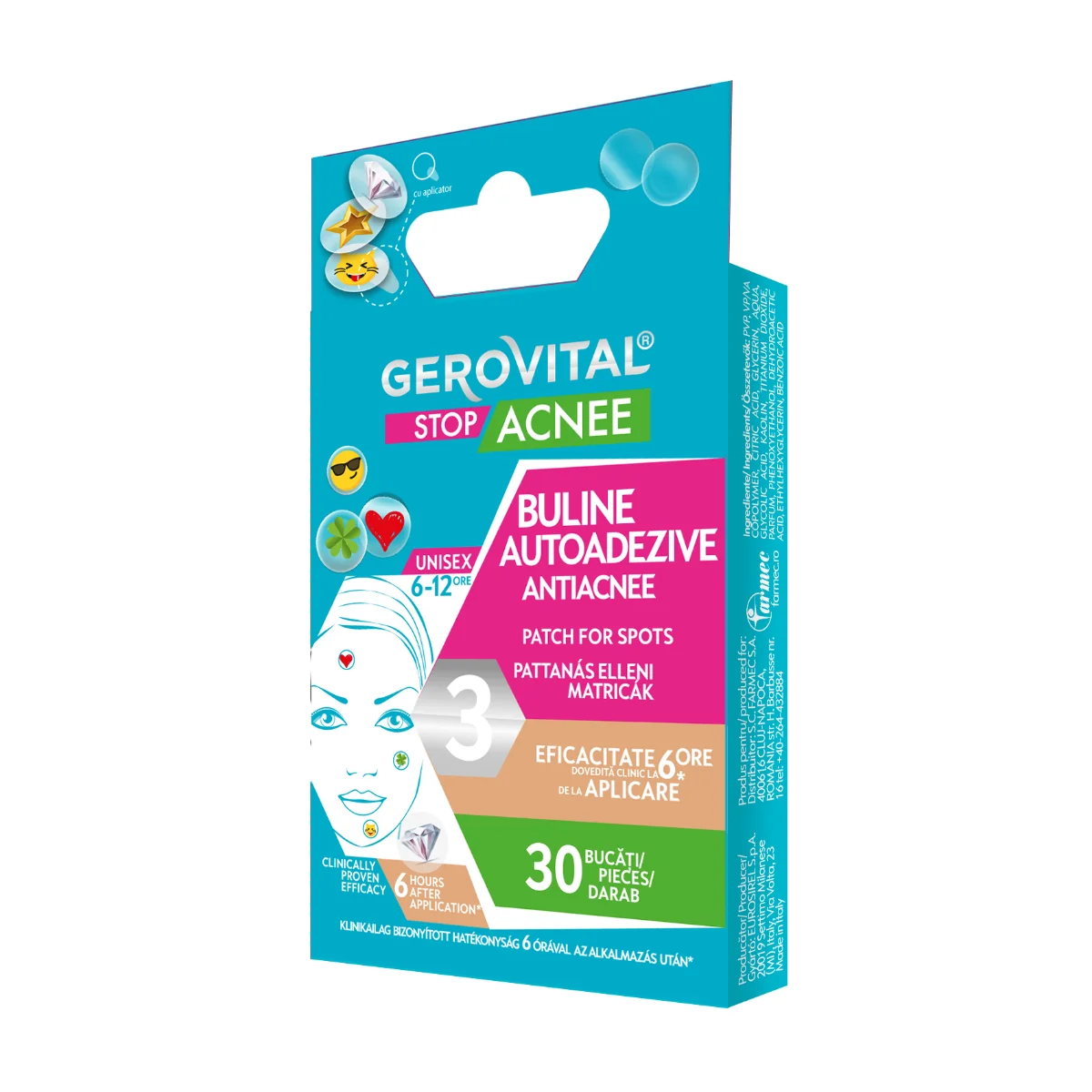Buline Autoadezive Antiacnee Stop Acnee, 30 Bucati, Gerovital