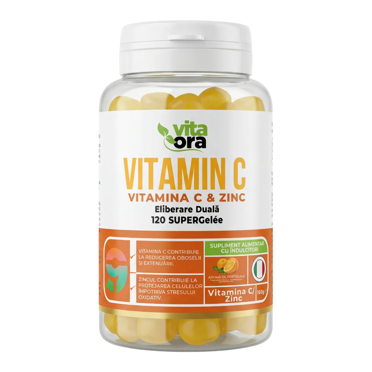 Vitamina C & Zinc pentru adulti, 120 jeleuri, Vita Ora
