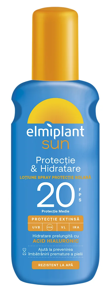 Lotiune spray cu protectie solara SPF20 Protectie & Hidratare Sun, 200ml, Elmiplant