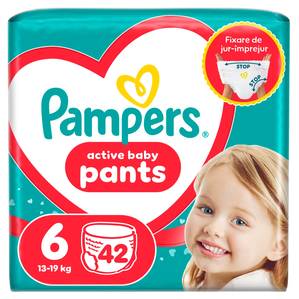 Scutece-chilotel Active Baby Pants Jumbo Pack Marimea 6 pentru 13kg-19kg, 42 bucati, Pampers