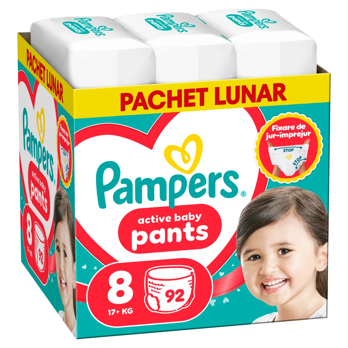 Scutece-chilotel Active Baby PantsXXL Marimea 8, 17kg+, 92 bucati, Pampers