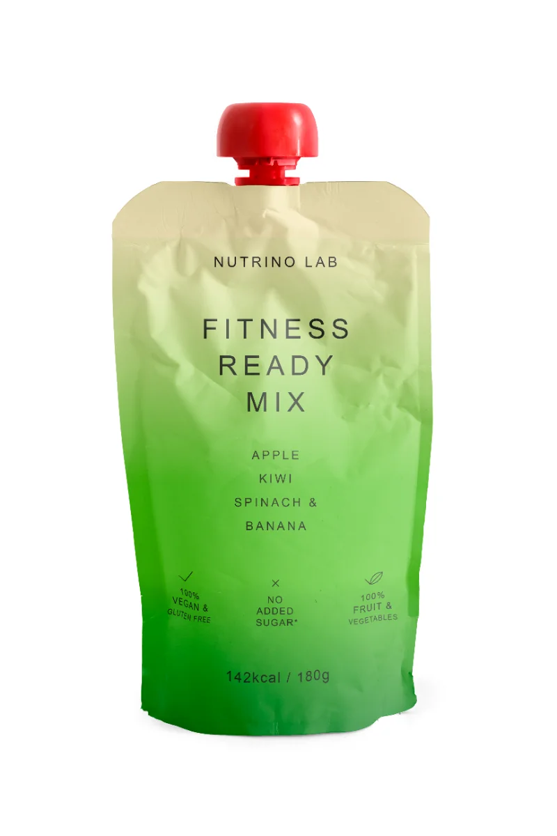 Piure pasteurizat din fructe si legume cu mere kiwi spanac si banane, 180g, Nutrino Lab