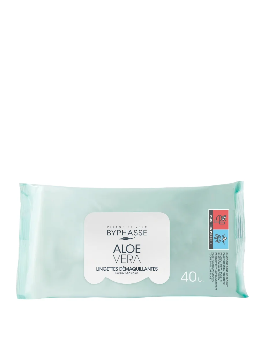 Servetele demachiante cu Aloe Vera pentru ten sensibil, 40 bucati, Byphasse
