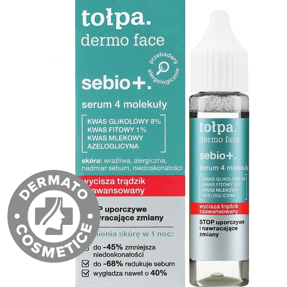 Ser anti-imperfectiuni cu 4 acizi pentru ten gras si acneic Dermo Face Sebio+, 20ml, Tołpa