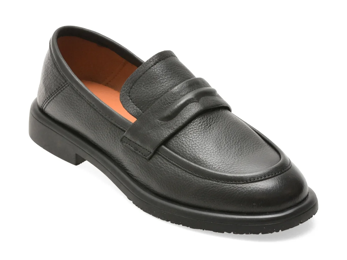Mocasini IMAGE negri, D380, din piele naturala