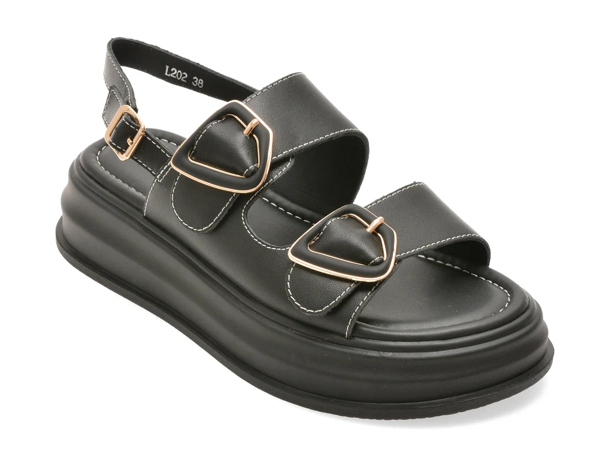 Sandale EPICA negre, L202, din piele naturala