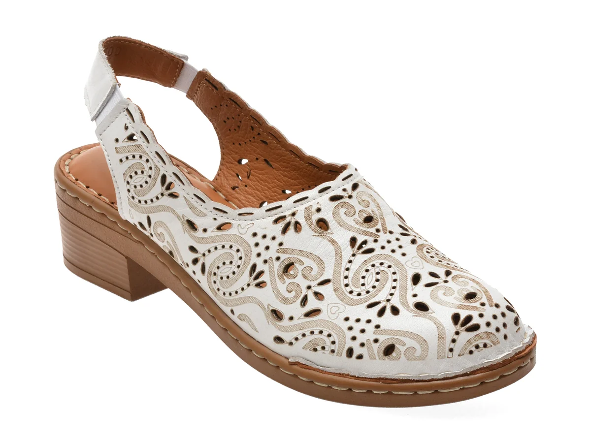 Pantofi FLAVIA PASSINI albi, K9500, din piele naturala