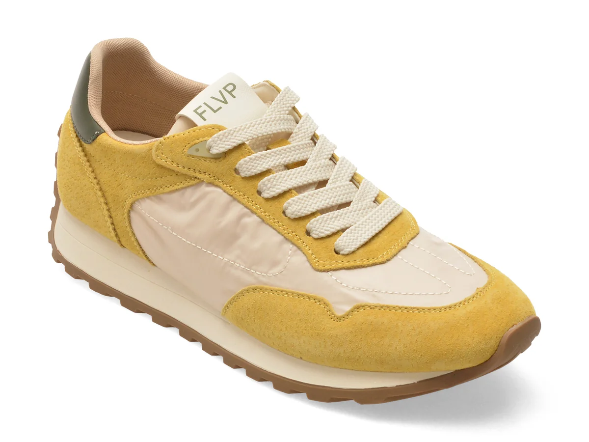 Pantofi sport FLAVIA PASSINI galbeni, 21285, din material textil si piele naturala