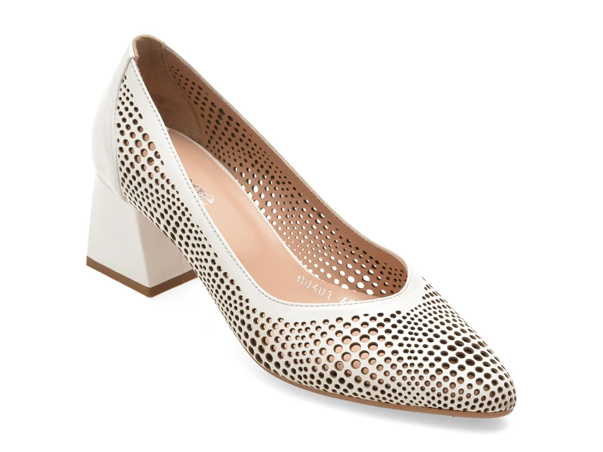 Pantofi eleganti IMAGE albi, 3510040, din piele naturala