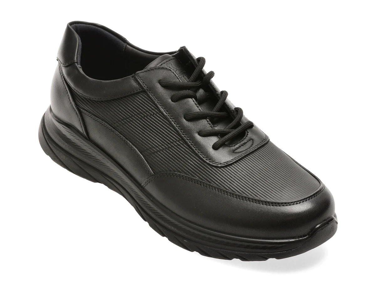 Pantofi sport OTTER negri, HT3, din piele naturala