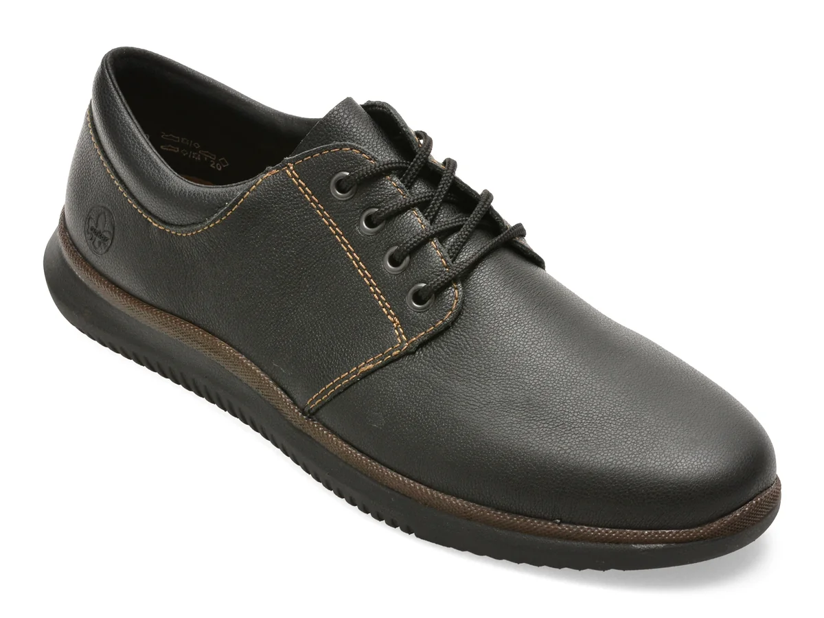 Pantofi RIEKER negri, 10424, din piele naturala