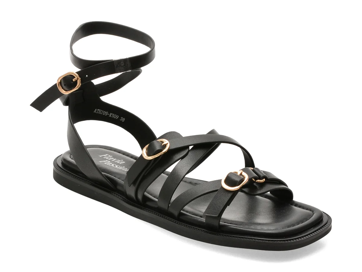 Sandale FLAVIA PASSINI negre, ATH205, din piele naturala
