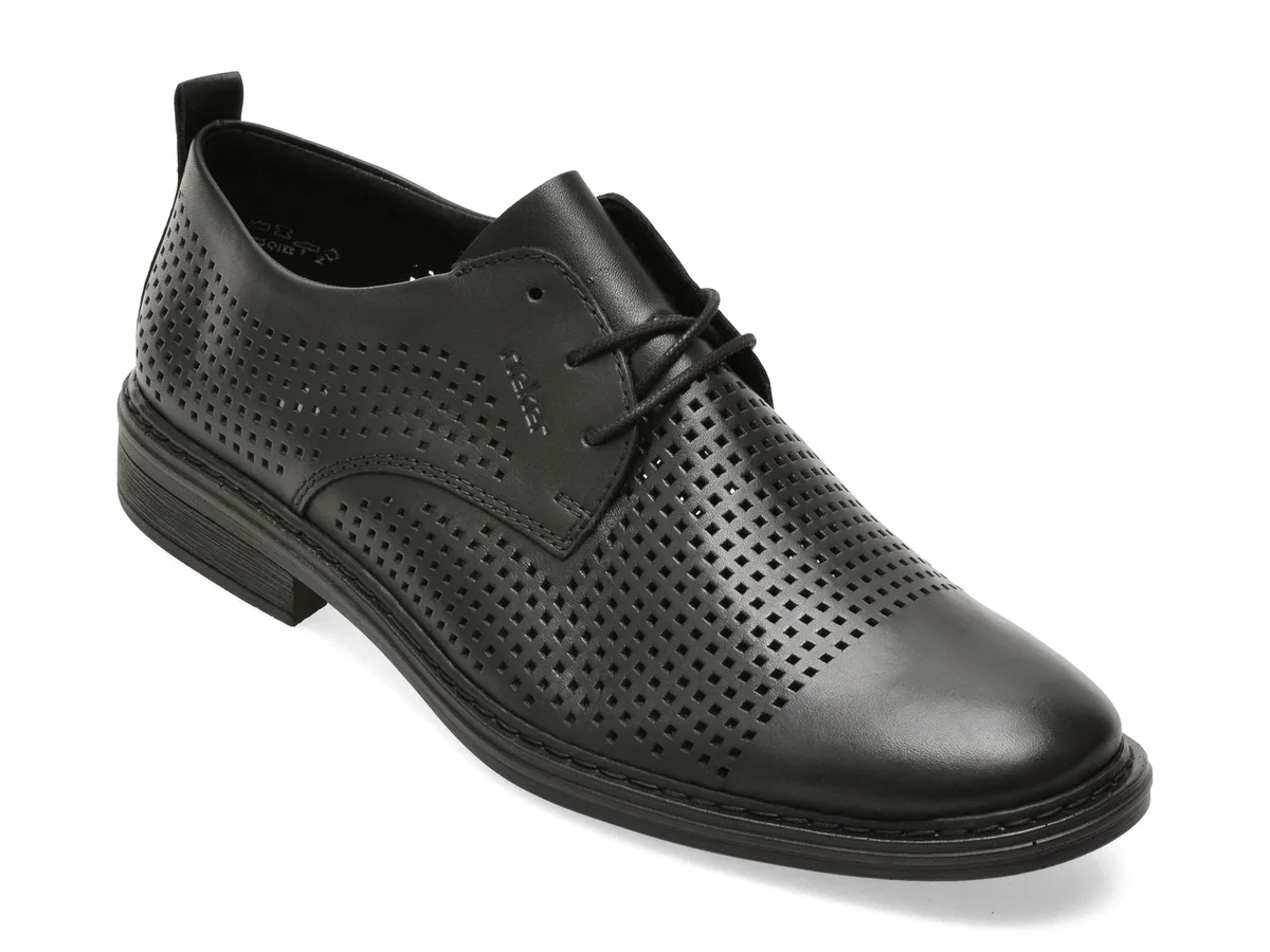 Pantofi eleganti RIEKER negri, 17626, din piele naturala