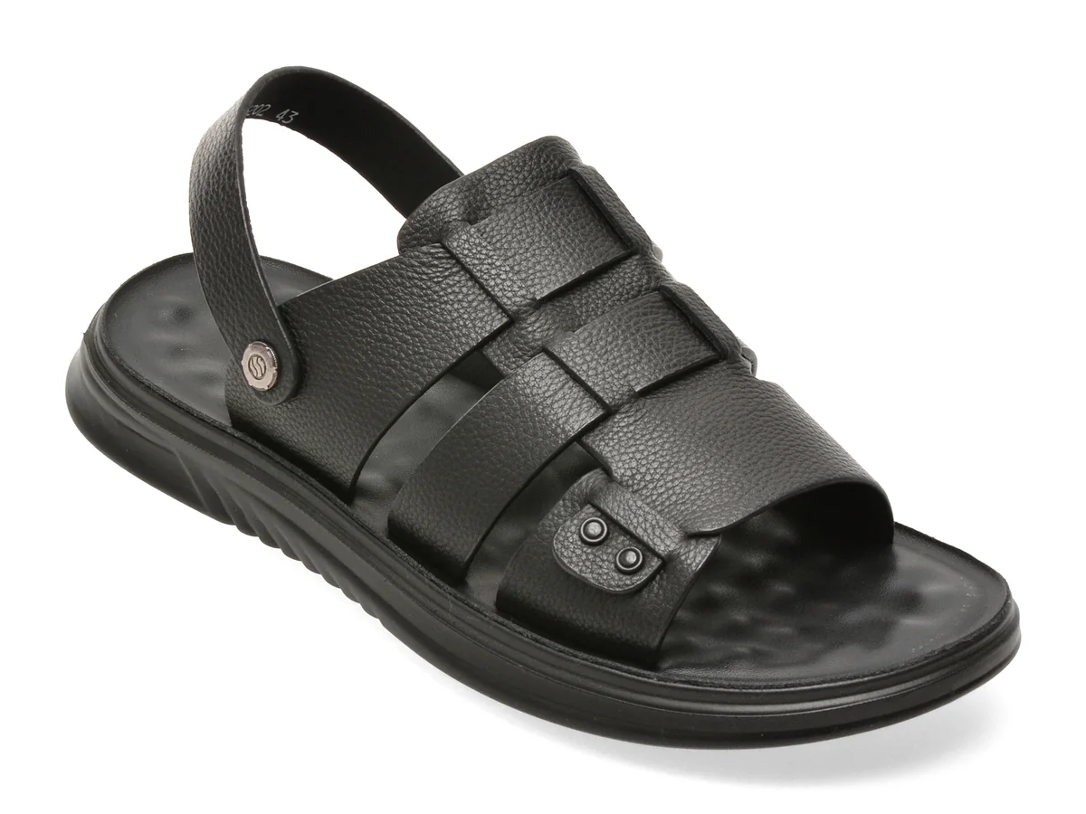 Sandale OTTER negre, D6202, din piele naturala