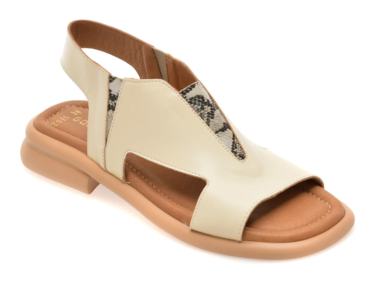 Sandale GOLD DEER bej, 22025, din piele naturala