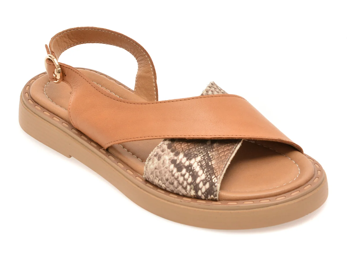 Sandale GOLD DEER maro, 22043, din piele naturala