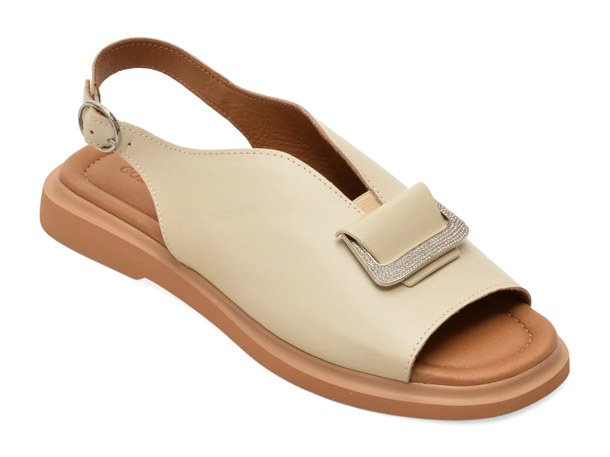 Sandale GOLD DEER bej, 22077, din piele naturala