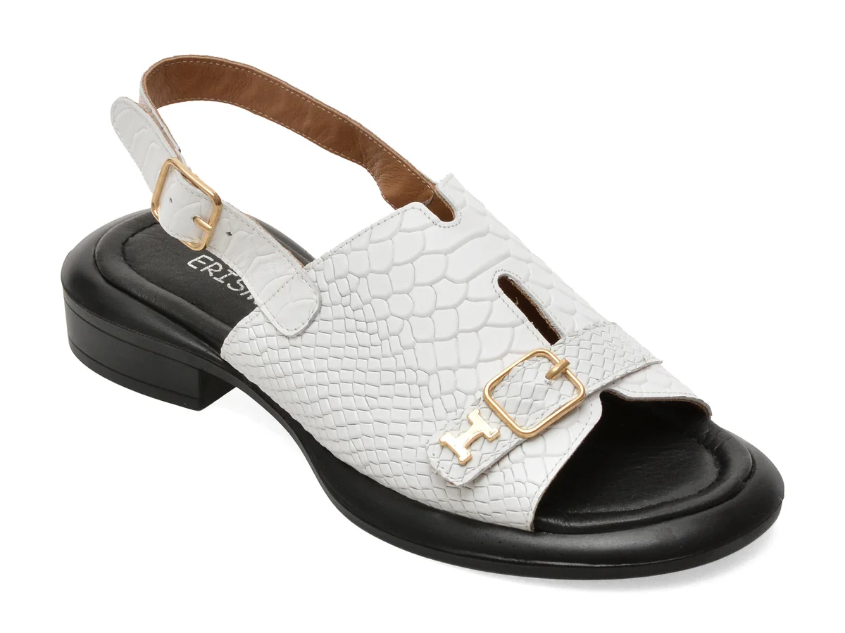 Sandale ERISMA albe, 1954195, din piele croco