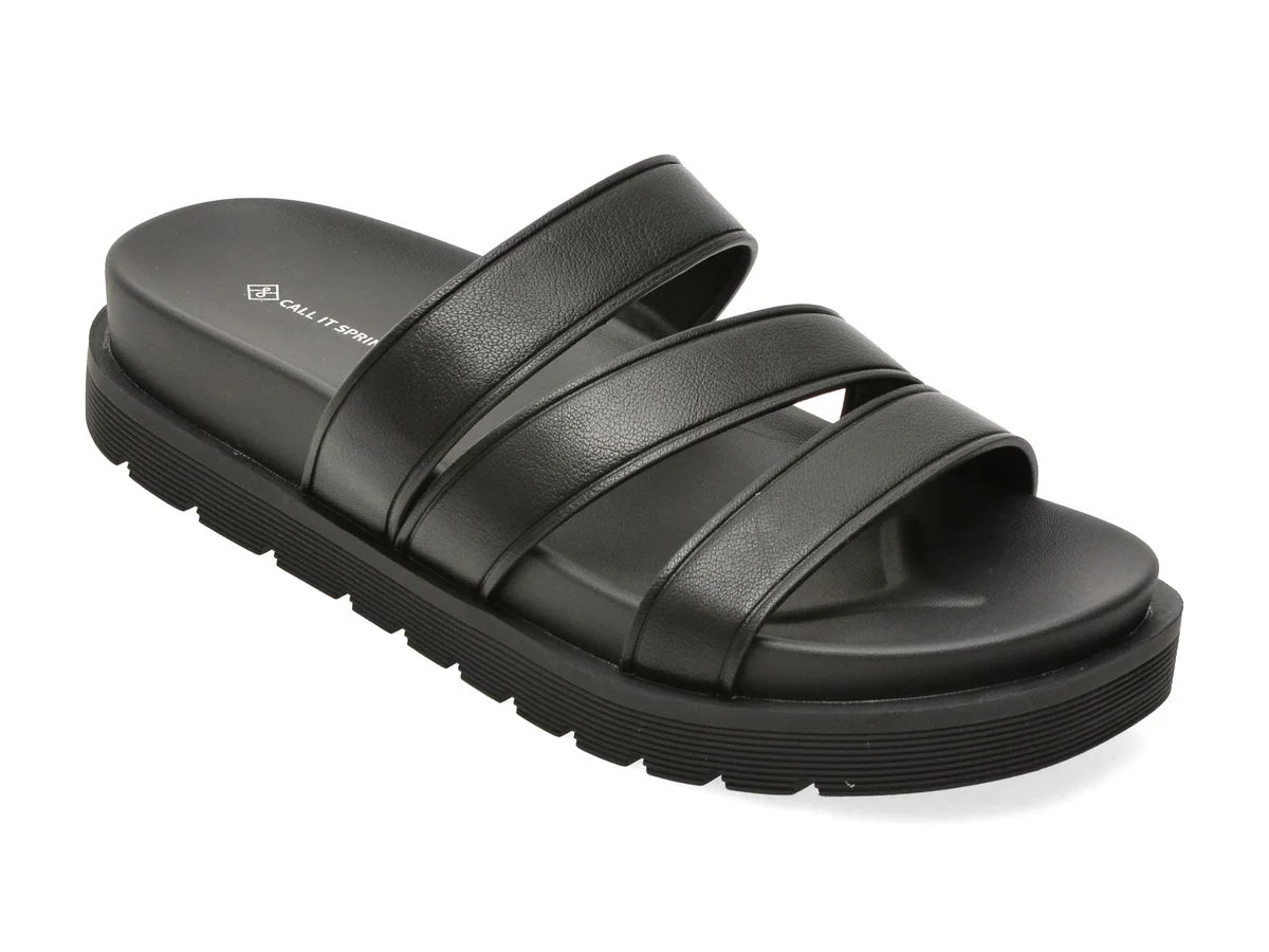 Papuci CALL IT SPRING negre, MARRAKECHH 001, din piele ecologica