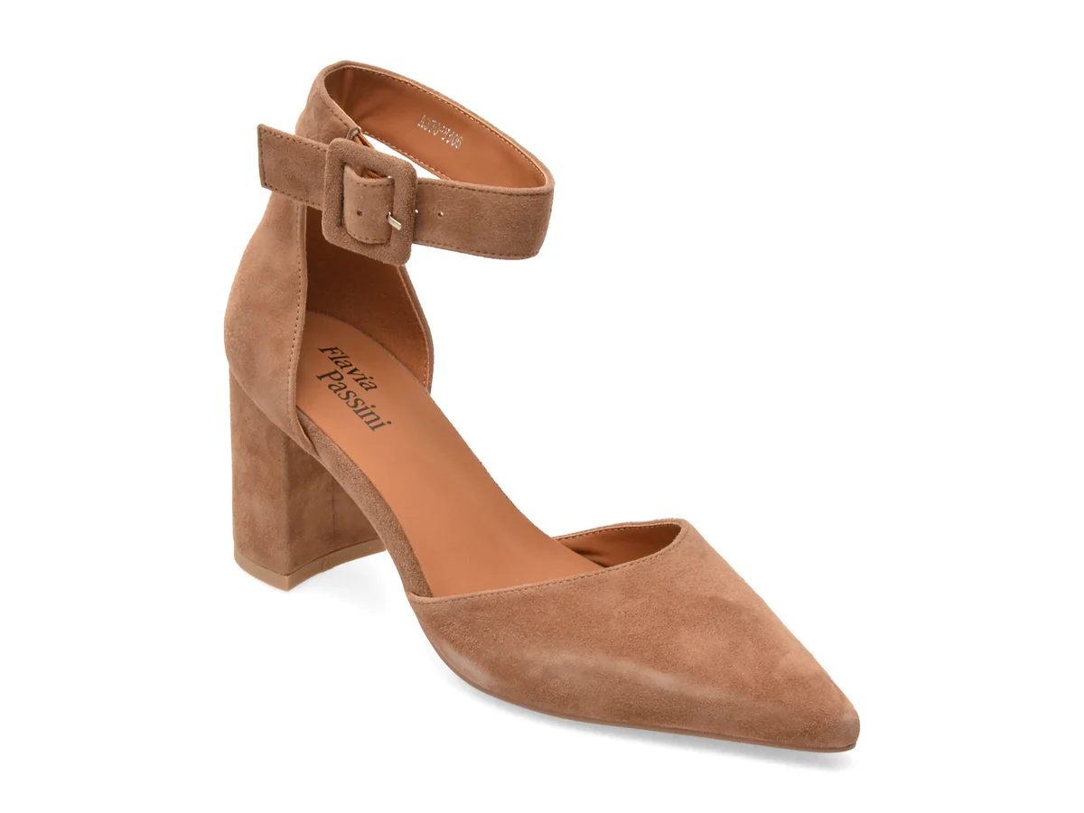 Pantofi eleganti FLAVIA PASSINI maro, A370, din piele intoarsa