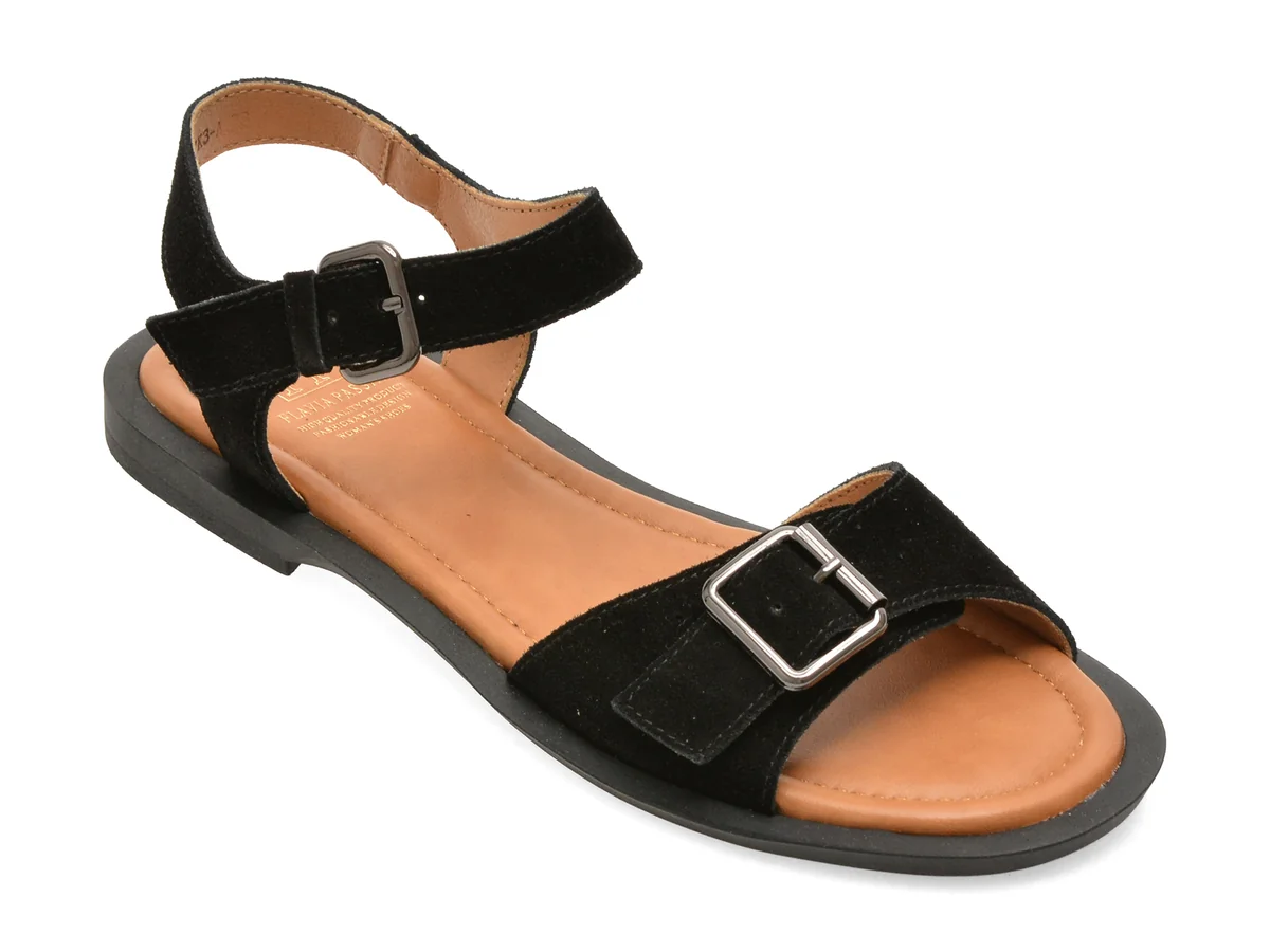 Sandale FLAVIA PASSINI negre, 12027, din piele intoarsa