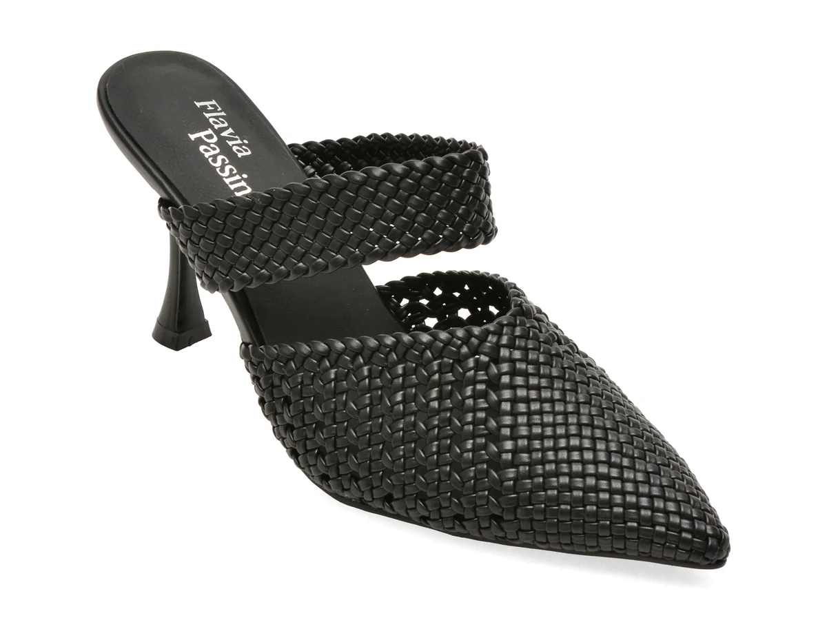 Papuci eleganti FLAVIA PASSINI negri, Q4068, din piele ecologica