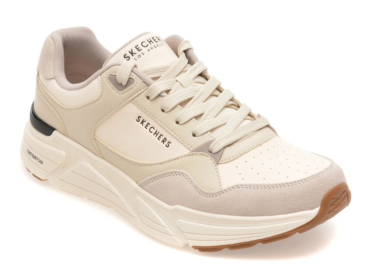 Pantofi sport SKECHERS albi, ROVINO LITE, din piele ecologica