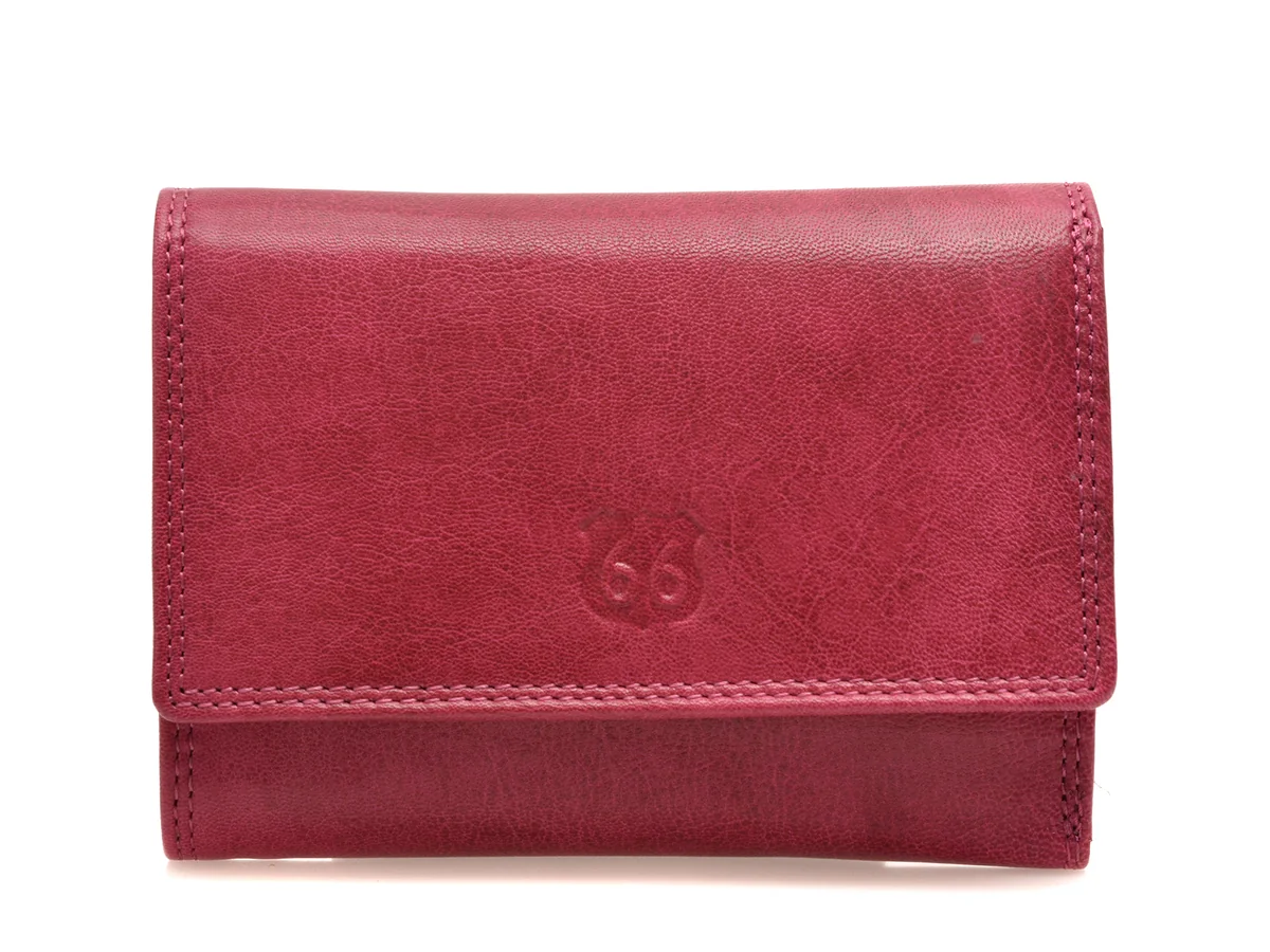 Portofel fucsia, 2037, din piele naturala