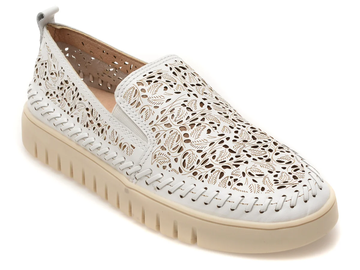 Mocasini FLAVIA PASSINI albi, 372601, din piele naturala