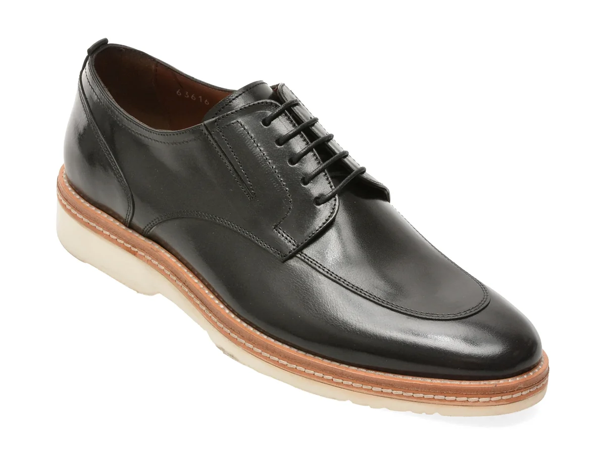 Pantofi eleganti MARCO ZENETI negri, 63616, din piele naturala