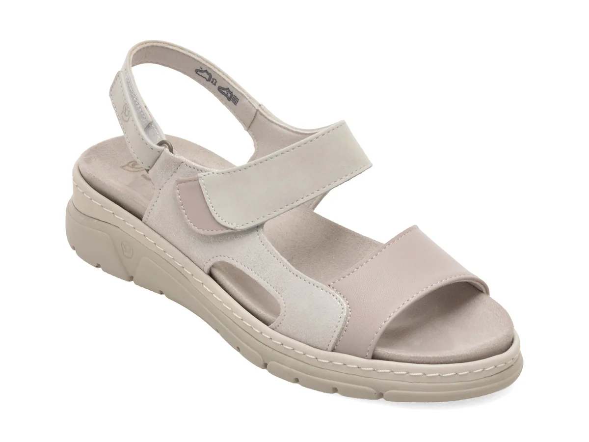 Sandale SUAVE gri, 12534, din piele naturala