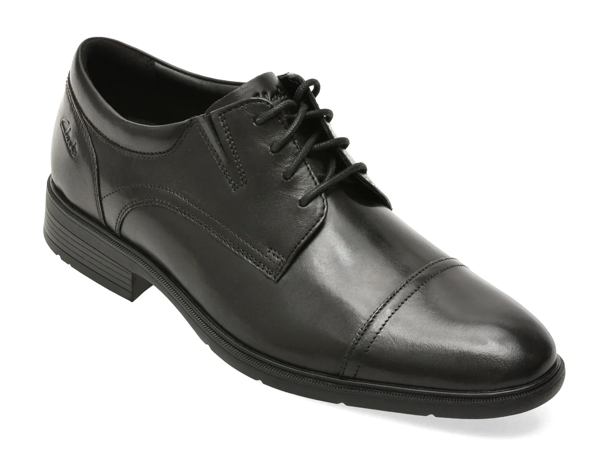 Pantofi eleganti CLARKS negri, STEADWELL CAP, din piele naturala
