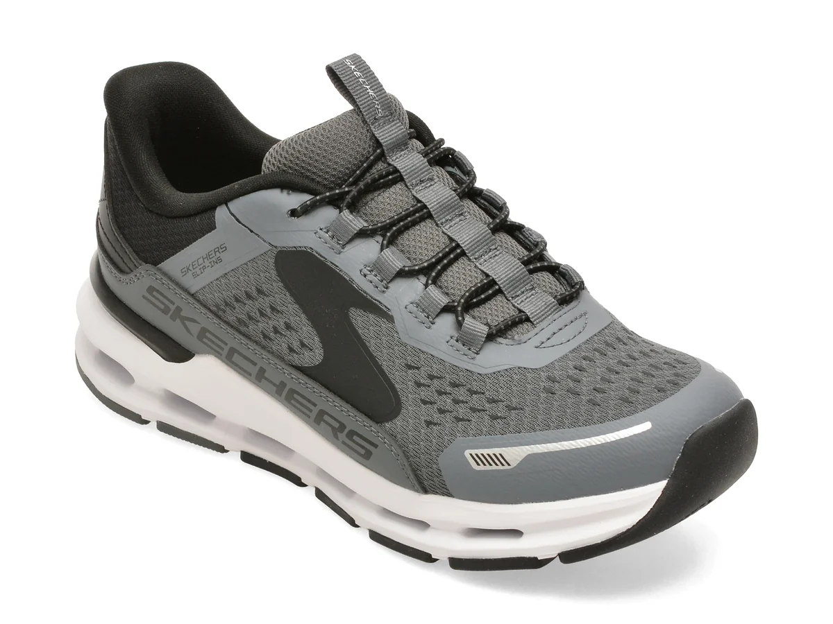Pantofi sport SKECHERS gri, GLIDE-STEP PLUS, din material textil