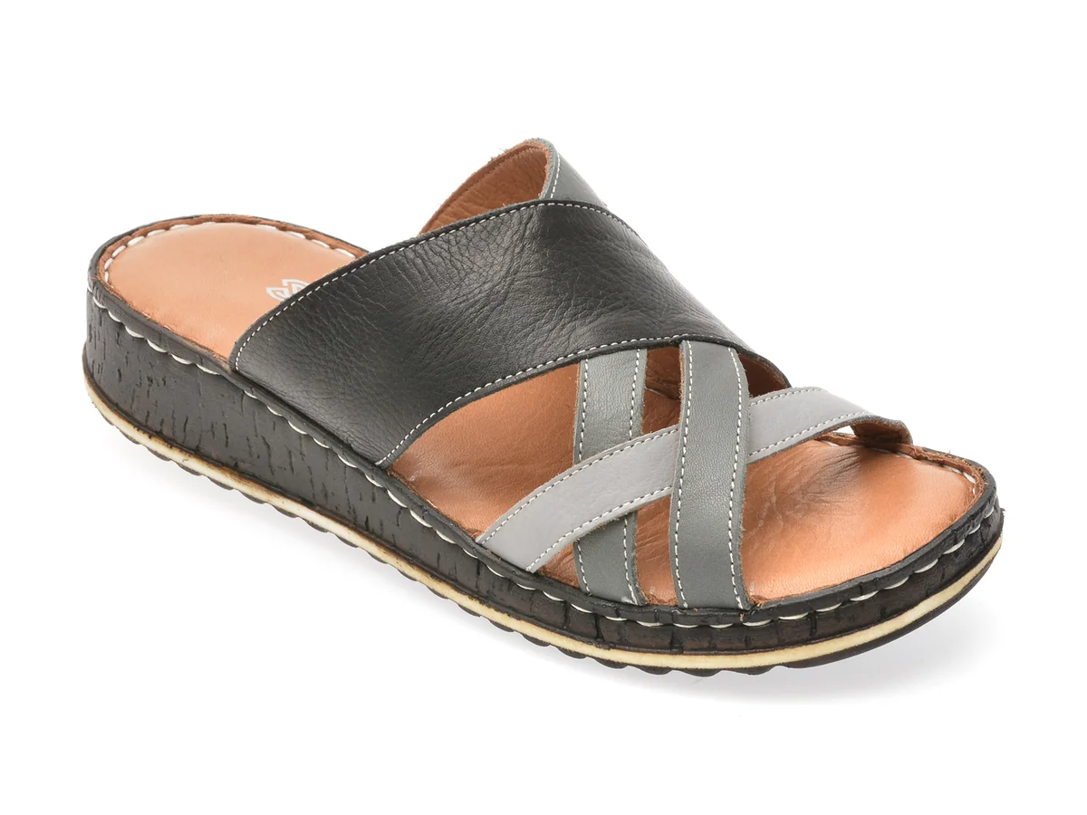Papuci Shoozy Negri, EV2850, Din Piele Naturala