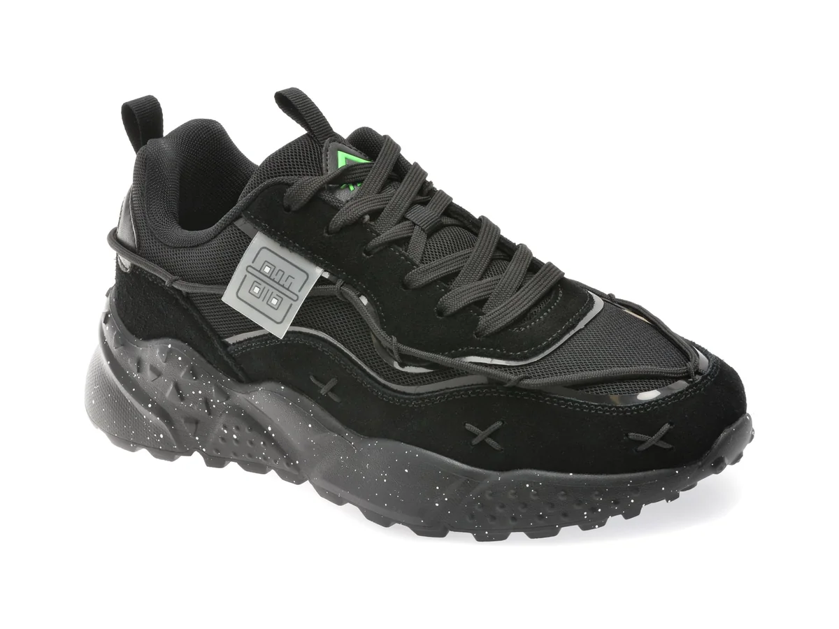 Pantofi Sport Tepor Negri, TP78, Din Material Textil