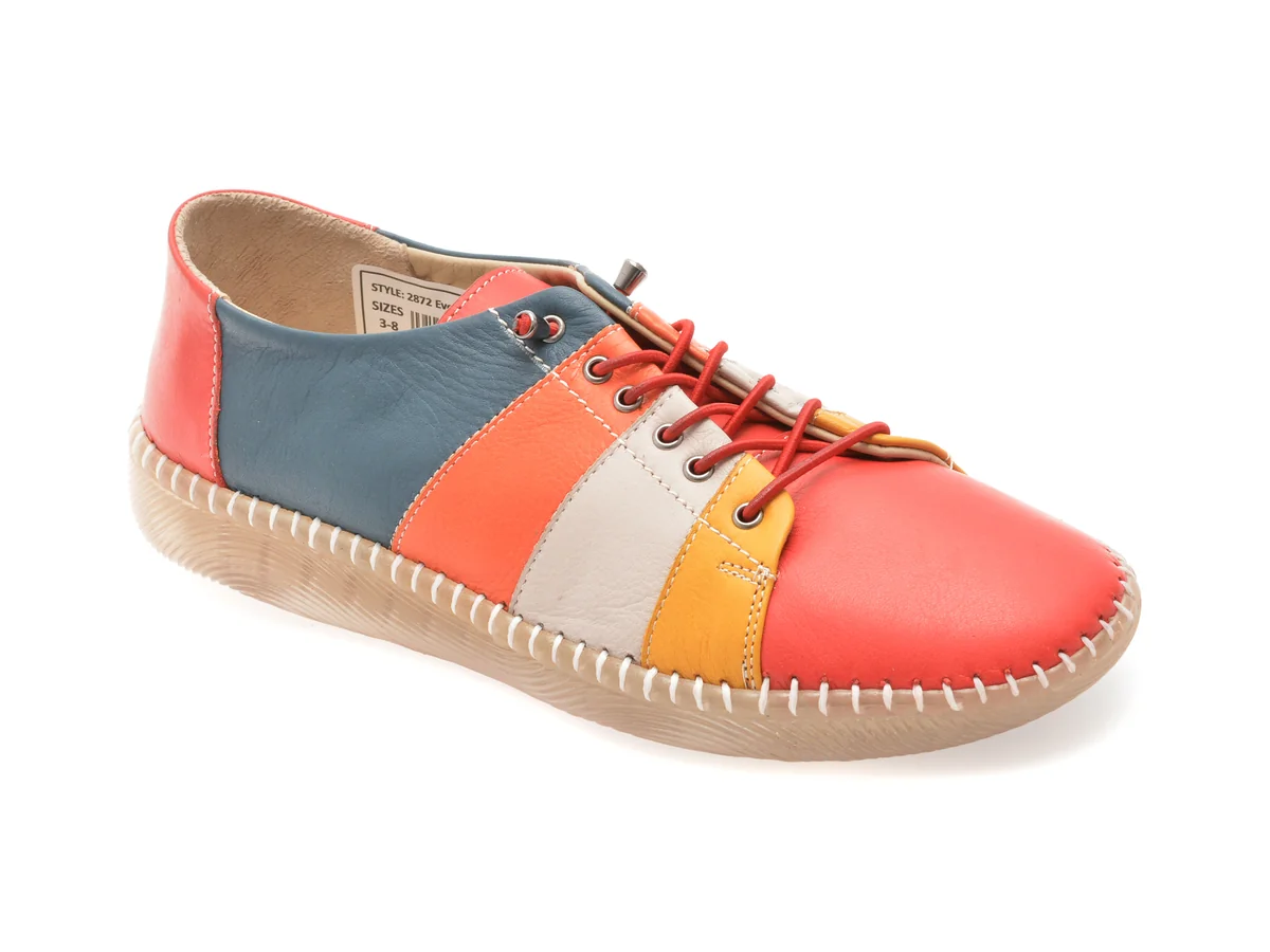 Pantofi Shoozy Roșii, EV2872, Din Piele Naturală