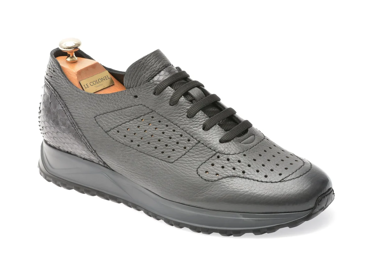 Pantofi Le Colonel Gri, 48901, Din Piele Naturala