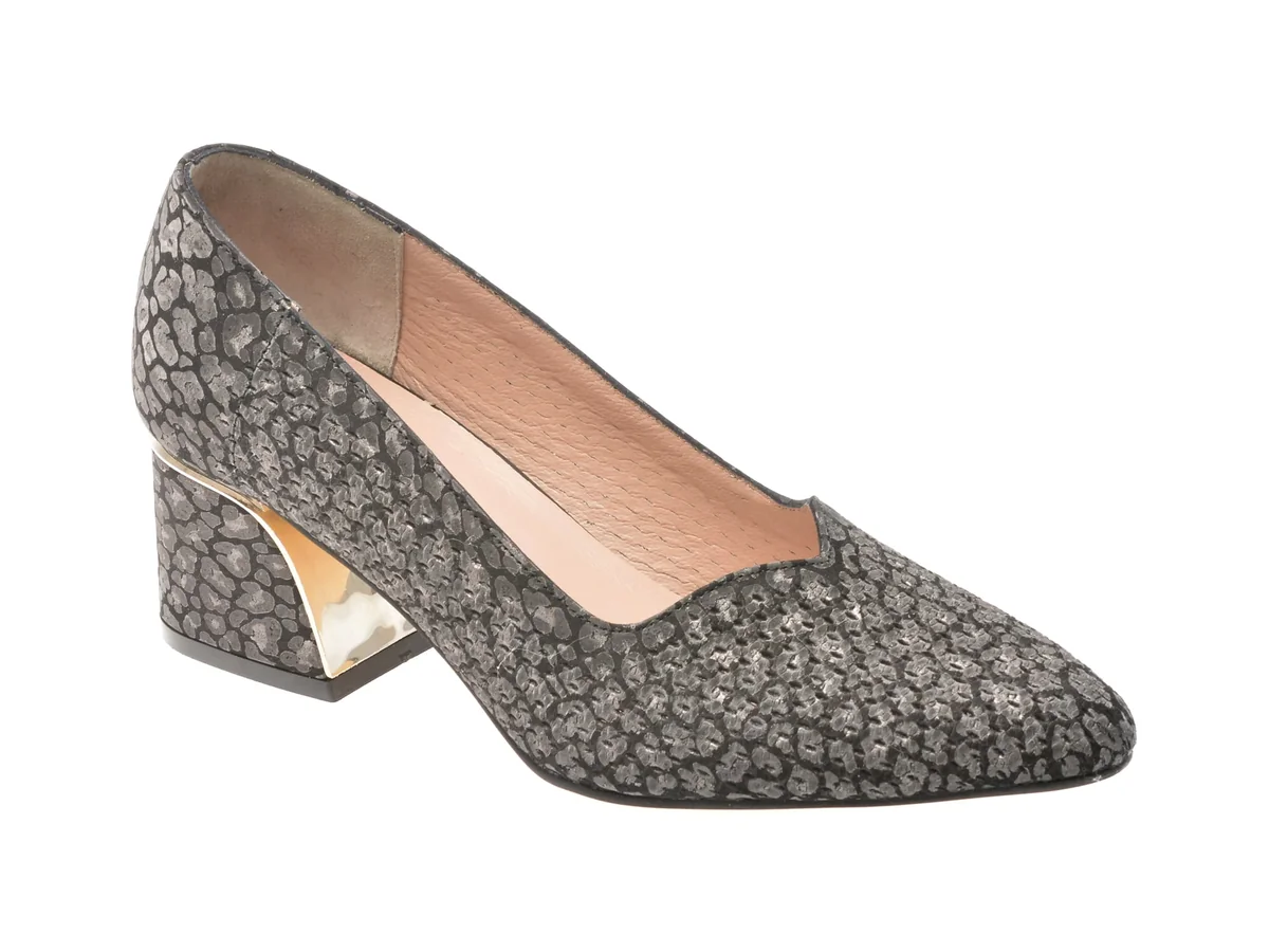 Pantofi Flavia Passini Gri, 5134, Din Piele Naturala