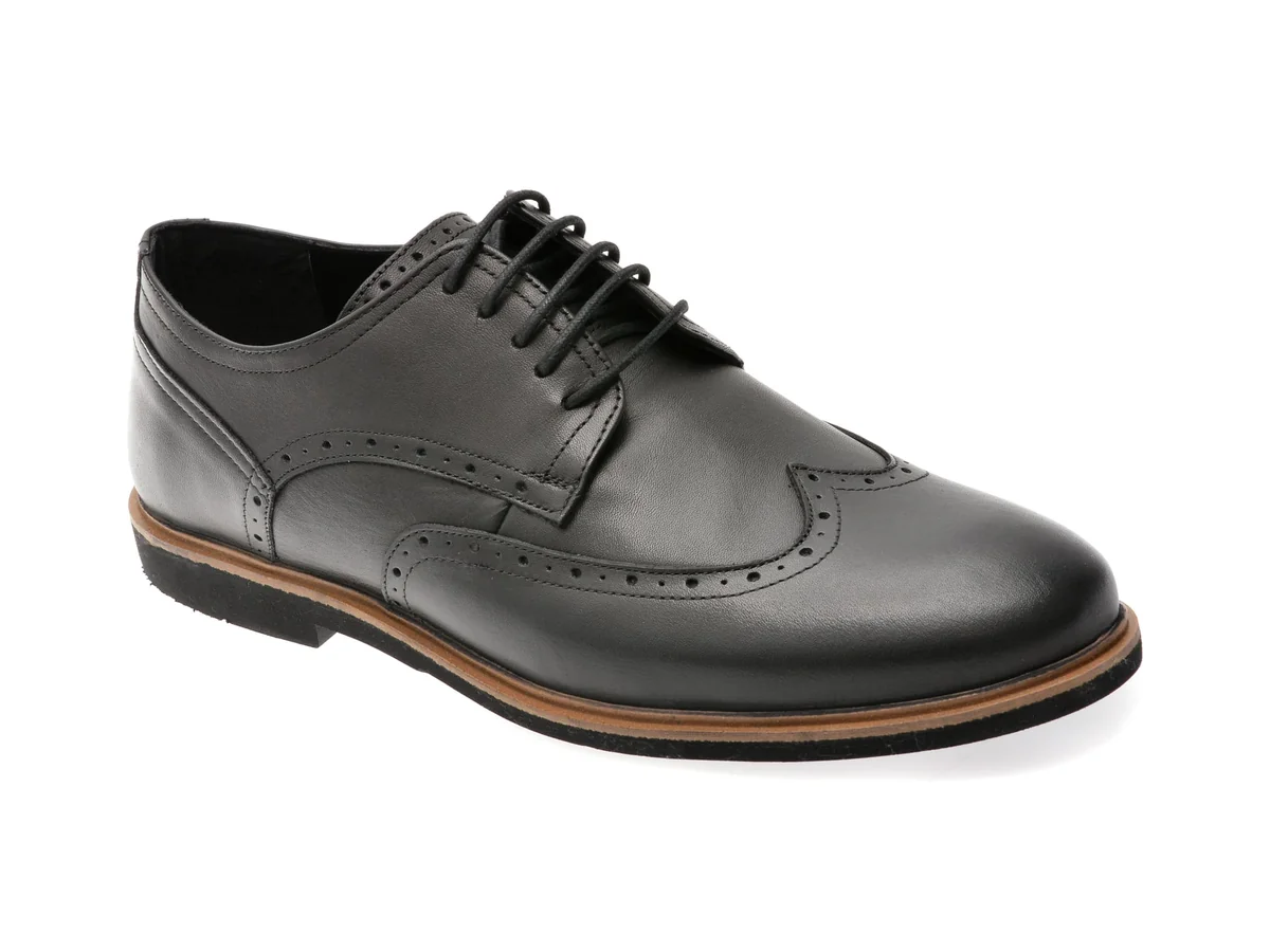 Pantofi Eleganti Bite The Bullet Negri, TUR101, Din Piele Naturala